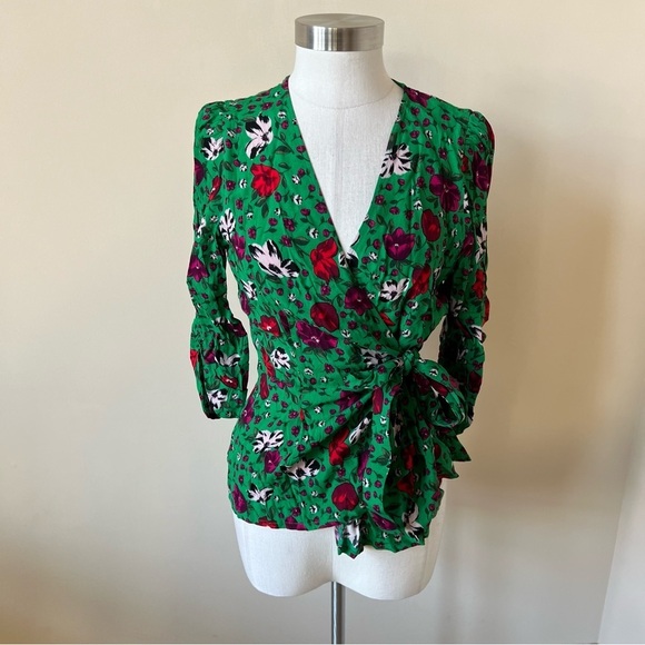 BA&SH Paco Long-Sleeved Floral wrap blouse with V-Neck 17737 - Picture 2 of 10